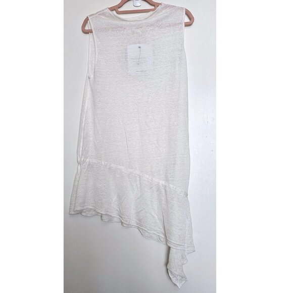 NWT!! Inhabit 100% Linen Asymmetrical Sleeveless Tunic Top Coverup S White - Picture 3 of 9